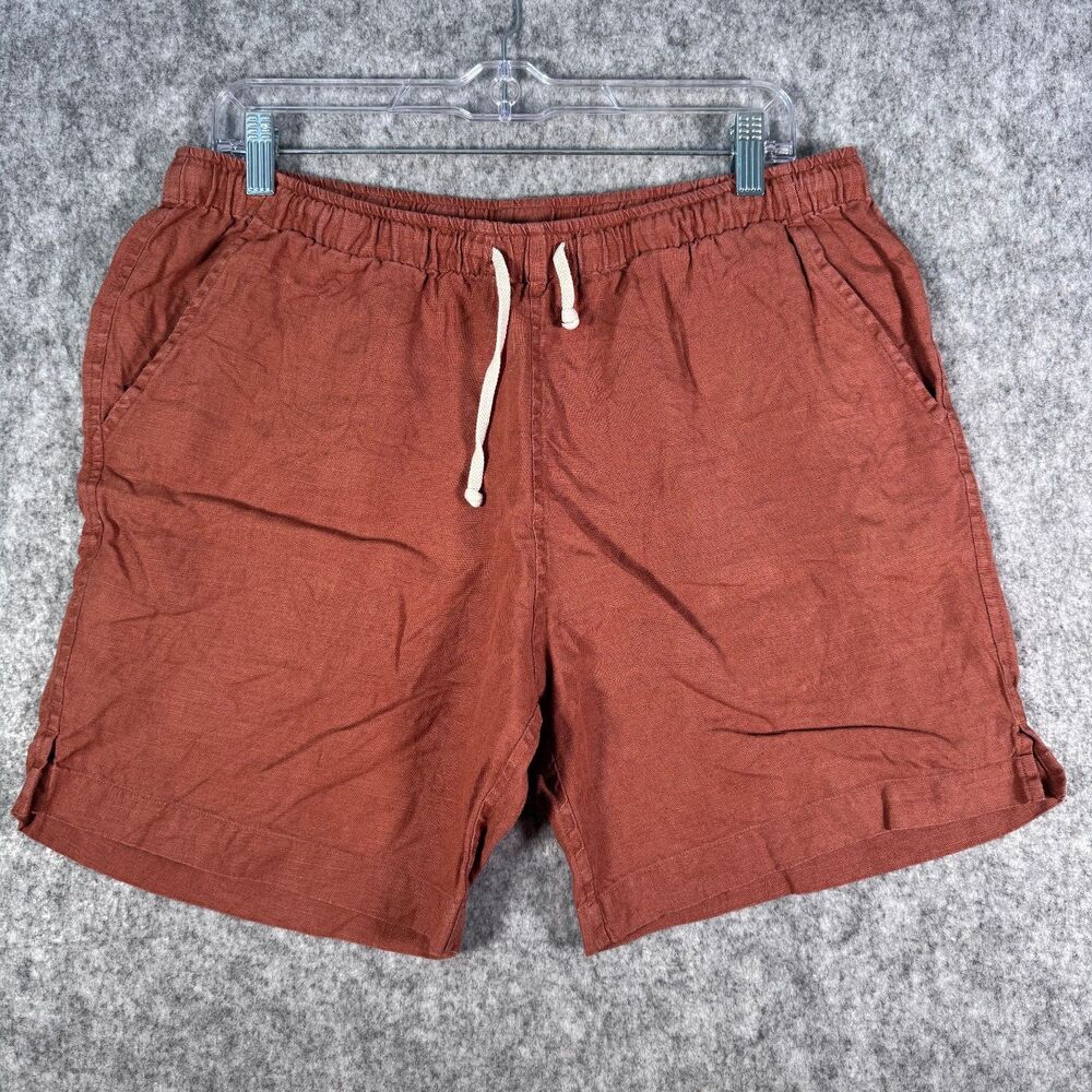 Alex Crane Linen Shorts Mens Large 32X6 Red Bo Lightweight Summer Vacation Beach
